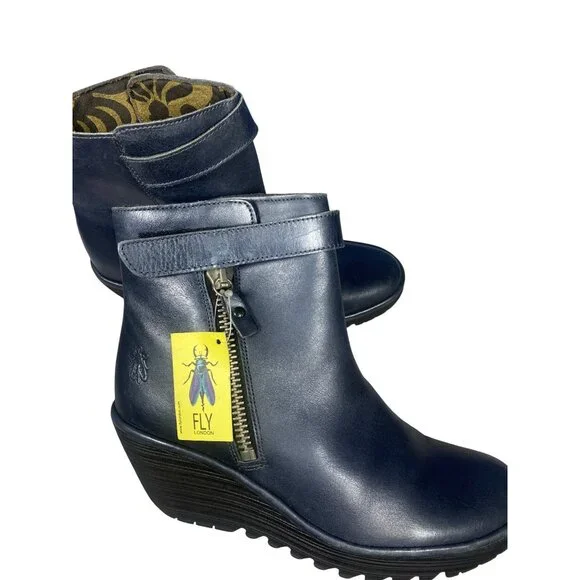 NWT Fly London Yava Ankle Boots EU 41 US 10/10.5 Gray Blue New MSRP$225 - Picture 12 of 16